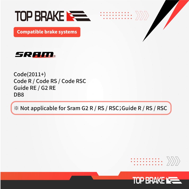 Top Brake وسادات فرامل قرص الفرامل العلوية لـ AVID SRAM Code R/RE/RSC، دليل RE - Image 4